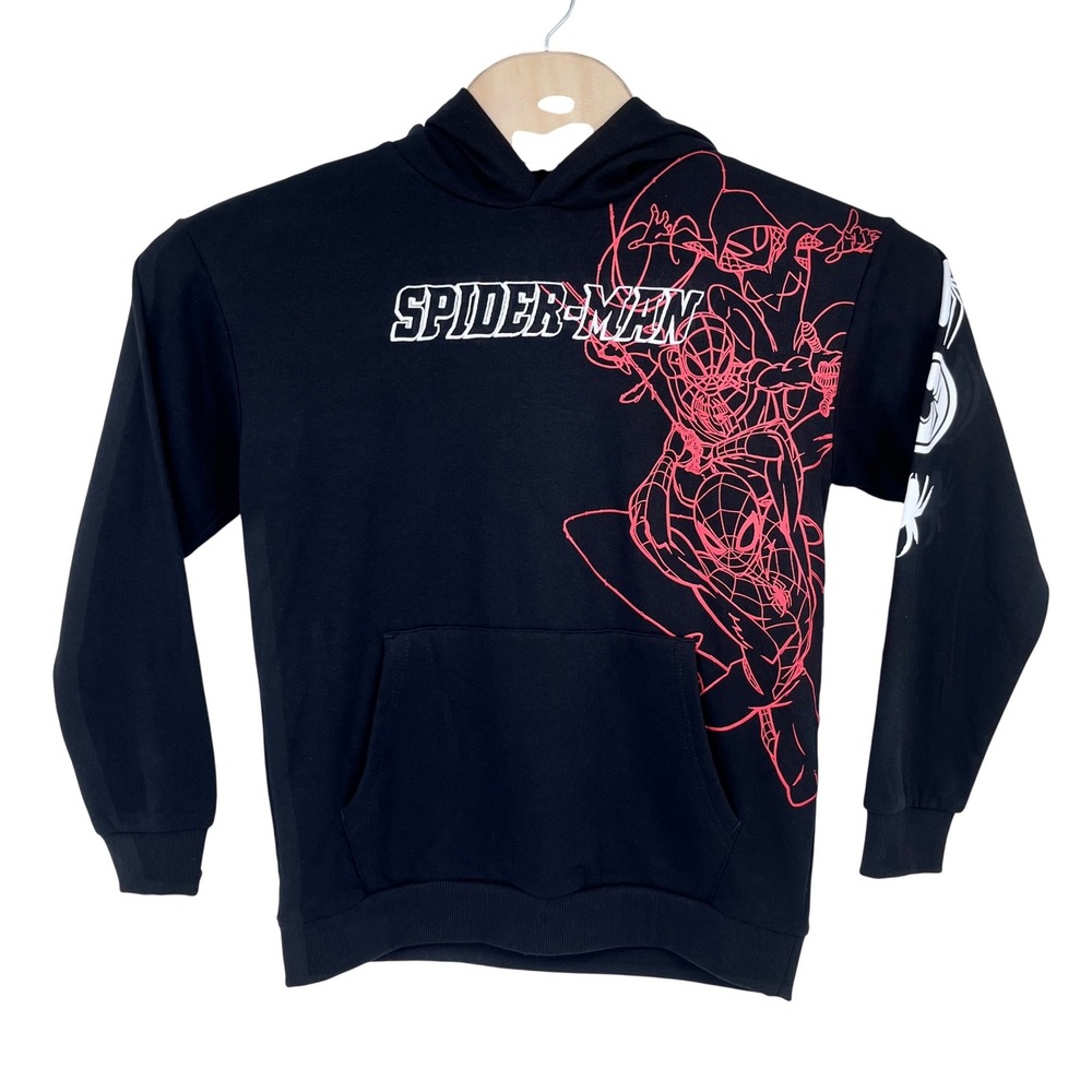 Marvel Spider-Man Hoodie Boys 14/16 Black Red Miles Morales Graphic Sweatshirt